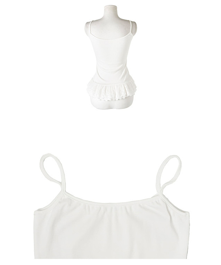 【SET】レースキャミソール シャーリングフードジップアップ