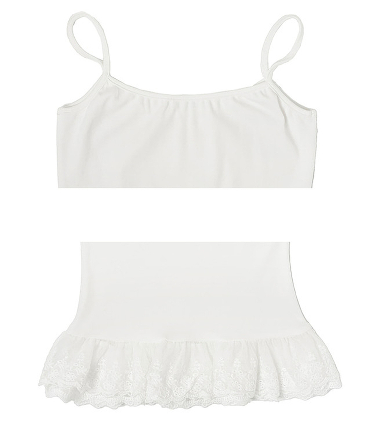 【SET】レースキャミソール シャーリングフードジップアップ