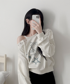 カットオフショルダートレーナー Milk