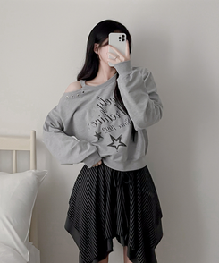 カットオフショルダートレーナー GREY