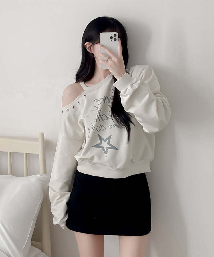 カットオフショルダートレーナー Milk