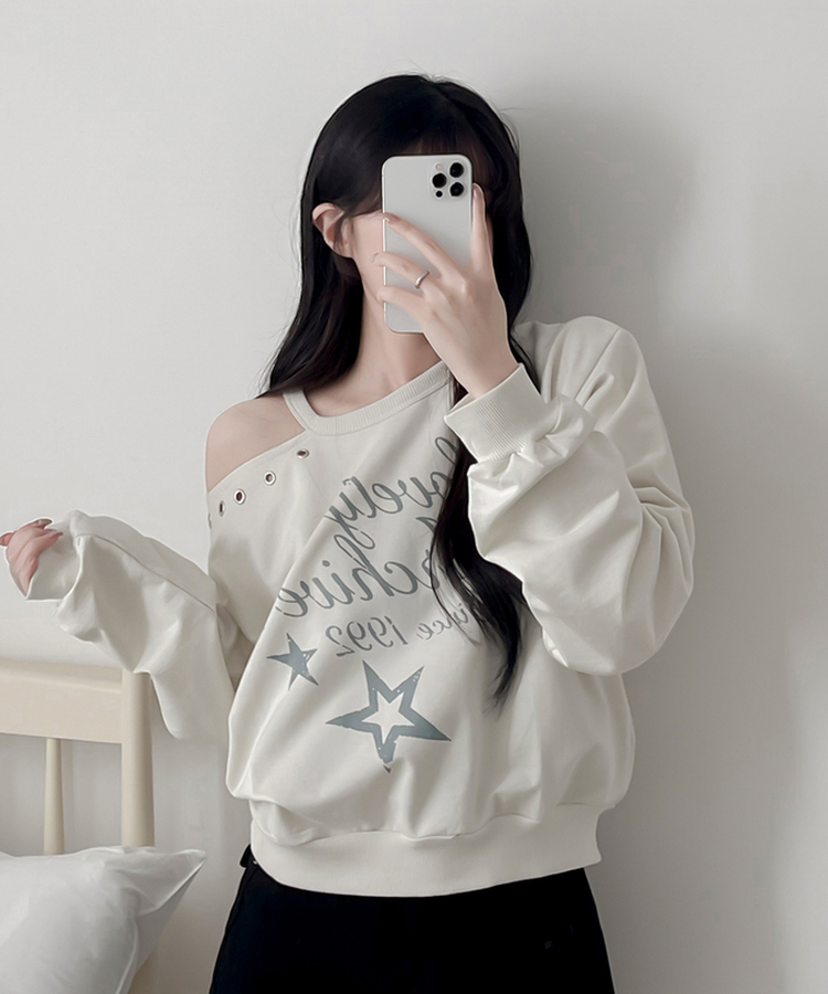 カットオフショルダートレーナー Milk