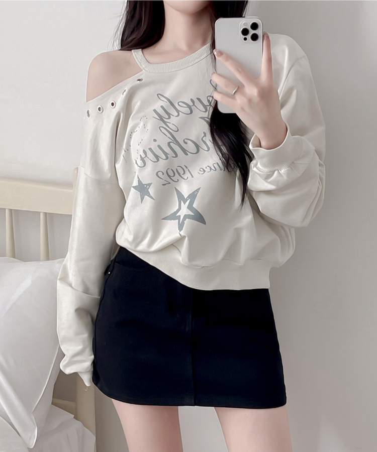 カットオフショルダートレーナー Milk