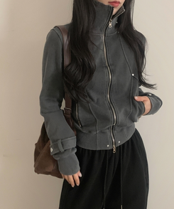 ラインピンタックジップアップジャンパー GREY