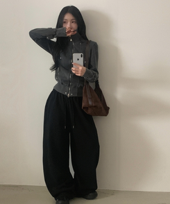 ラインピンタックジップアップジャンパー GREY