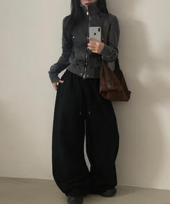 ラインピンタックジップアップジャンパー GREY