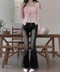 フリルレイヤードカーディガンTシャツ PINK