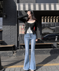 フリルレイヤードカーディガンTシャツ BLACK