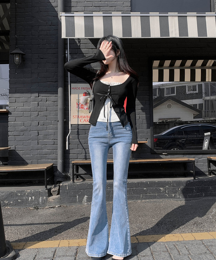 フリルレイヤードカーディガンTシャツ BLACK