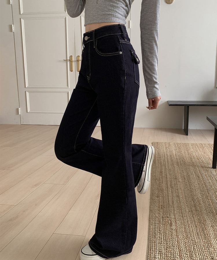 ノンフェードセミブーツカットデニム BLUE