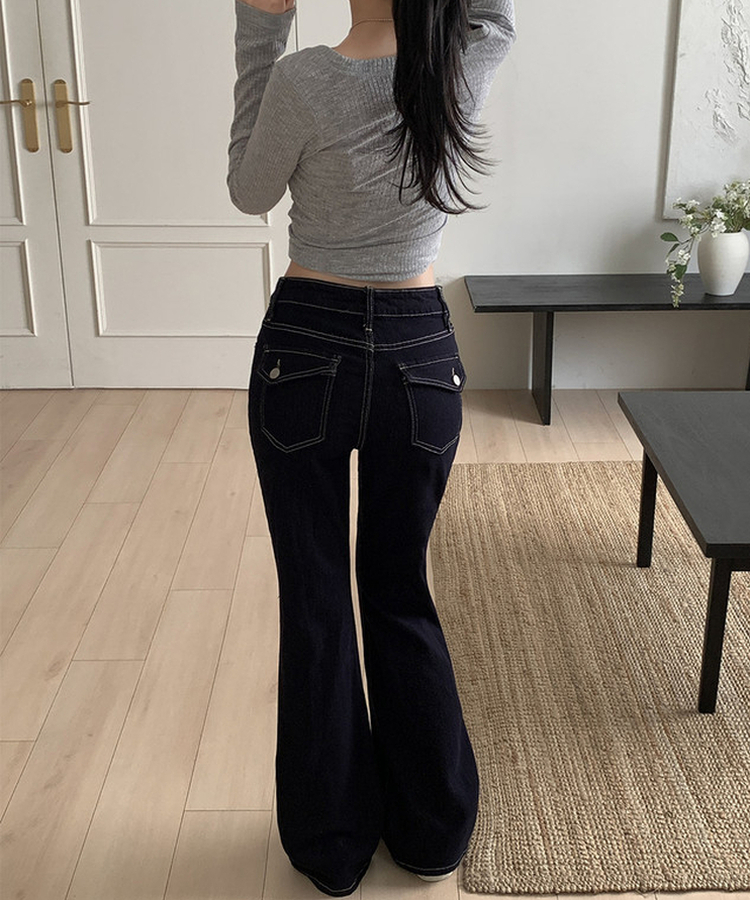 ノンフェードセミブーツカットデニム BLUE