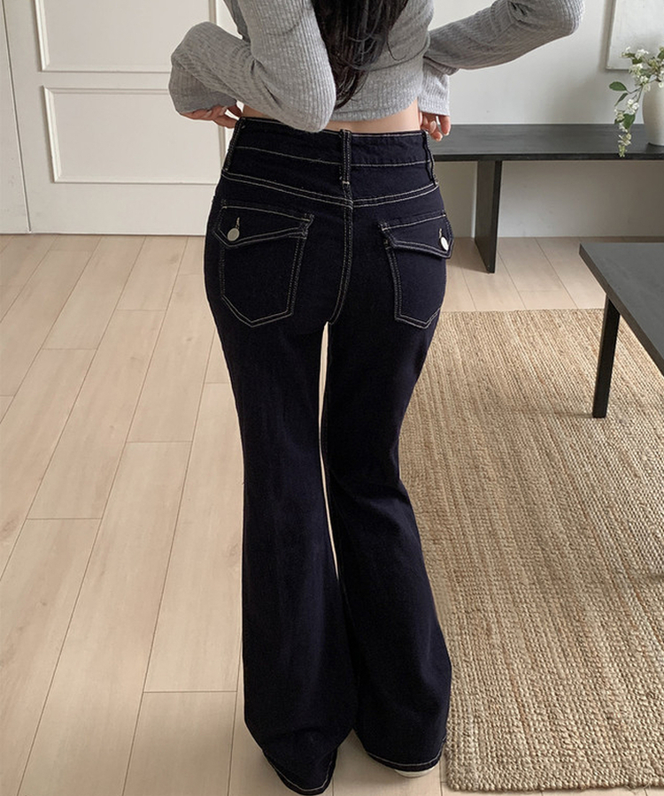 ノンフェードセミブーツカットデニム BLUE