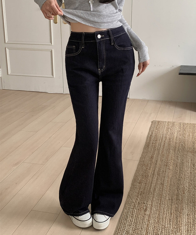 ノンフェードセミブーツカットデニム BLUE