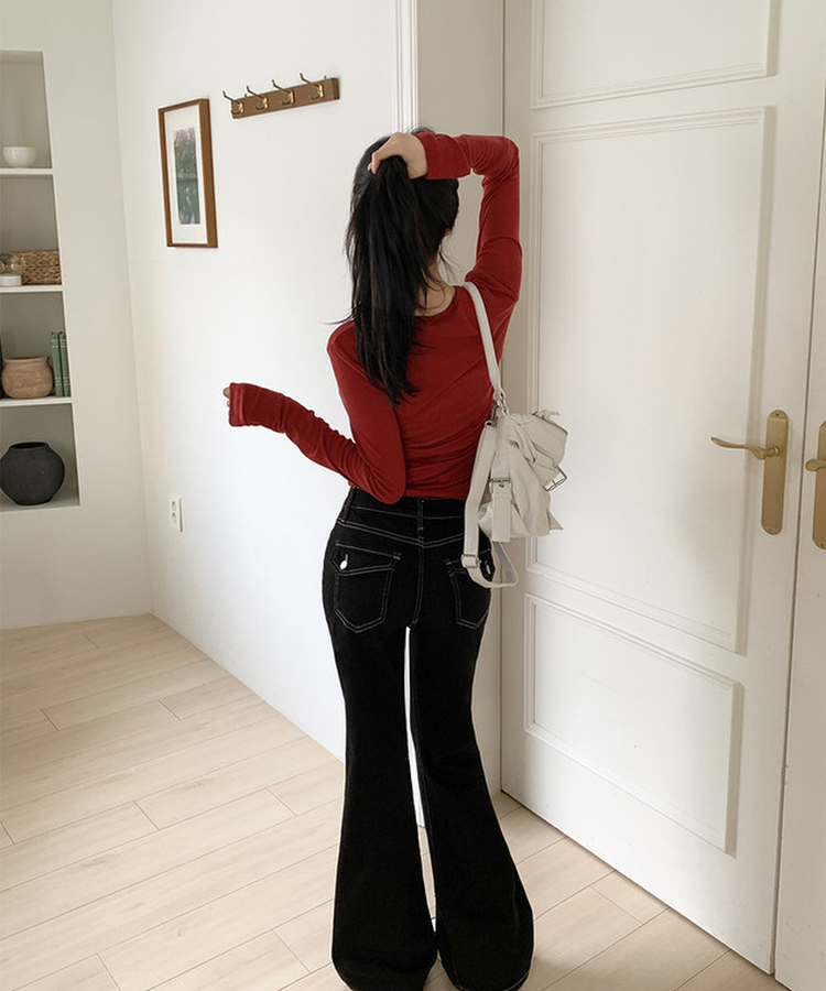 ノンフェードセミブーツカットデニム BLACK