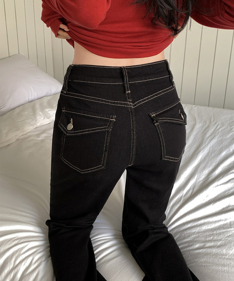 ノンフェードセミブーツカットデニム BLACK