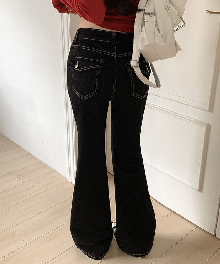 ノンフェードセミブーツカットデニム BLACK