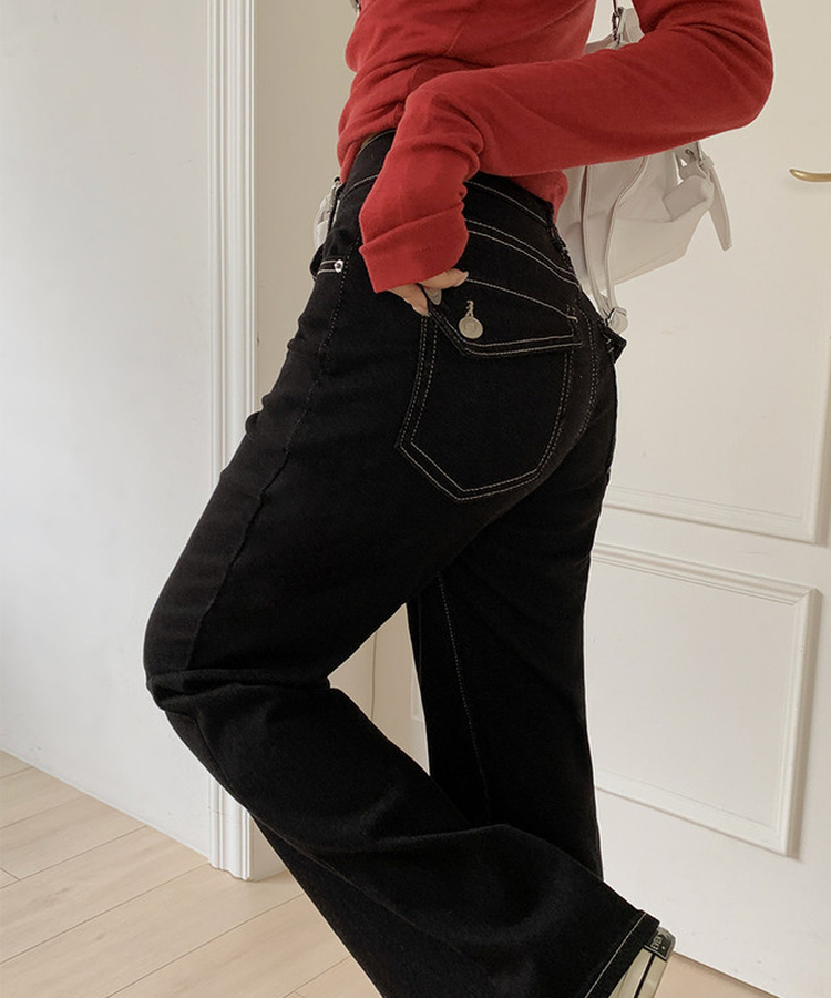 ノンフェードセミブーツカットデニム BLACK