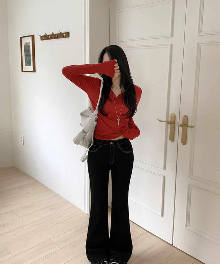 ノンフェードセミブーツカットデニム BLACK