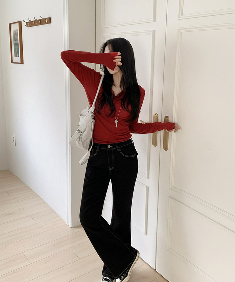 ノンフェードセミブーツカットデニム BLACK