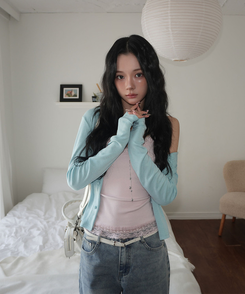 レースフリルキャミソール(6color) LIGHT PINK