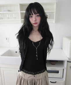 レースフリルキャミソール(6color) BLACK