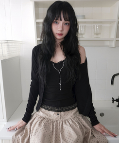 レースフリルキャミソール(6color) BLACK