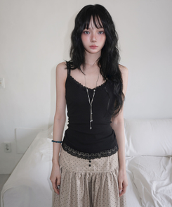 レースフリルキャミソール(6color) BLACK