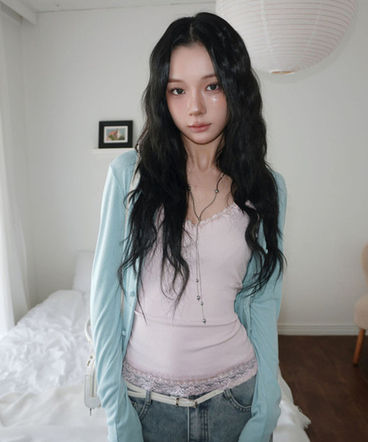 レースフリルキャミソール(6color) LIGHT PINK