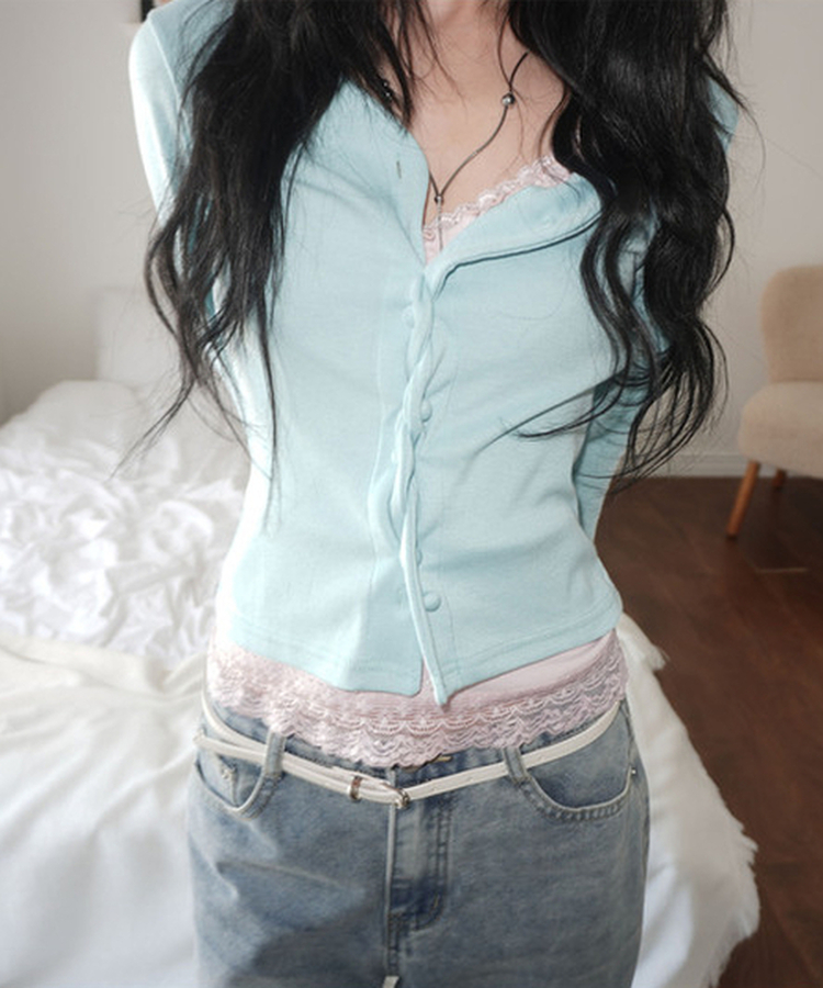 レースフリルキャミソール(6color) LIGHT PINK