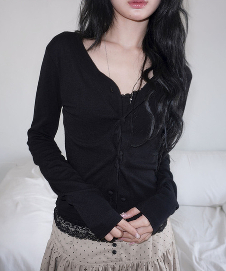 レースフリルキャミソール(6color) BLACK