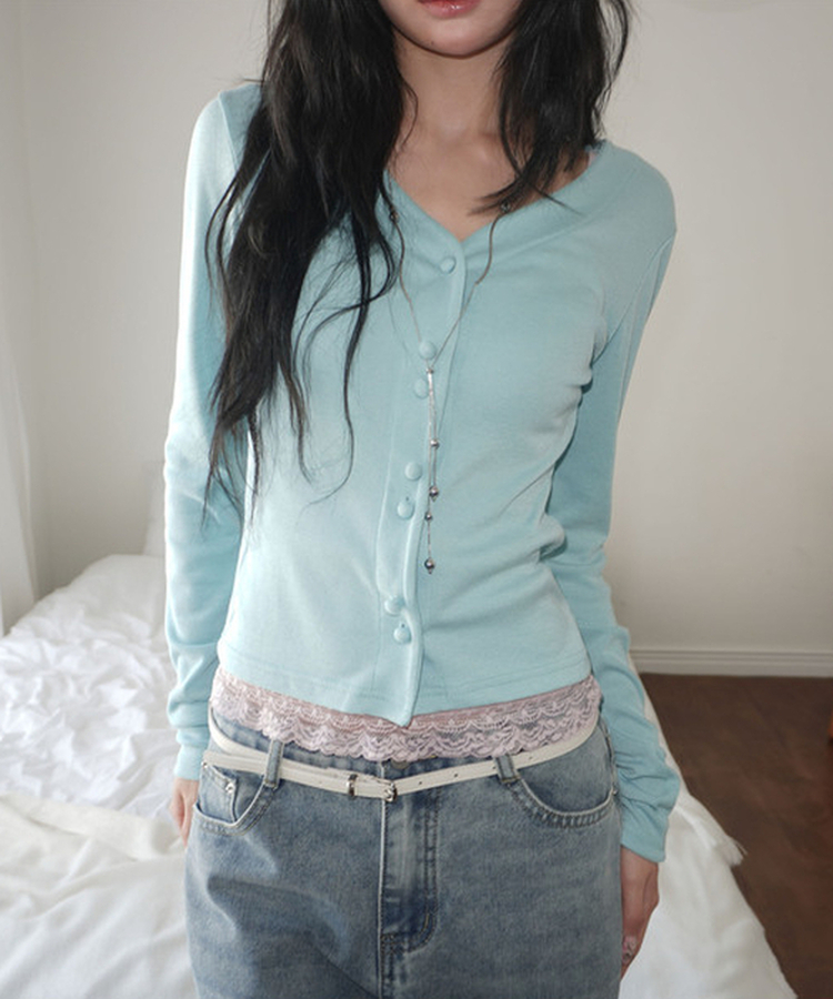 Vネックカラーカーディガン MINT