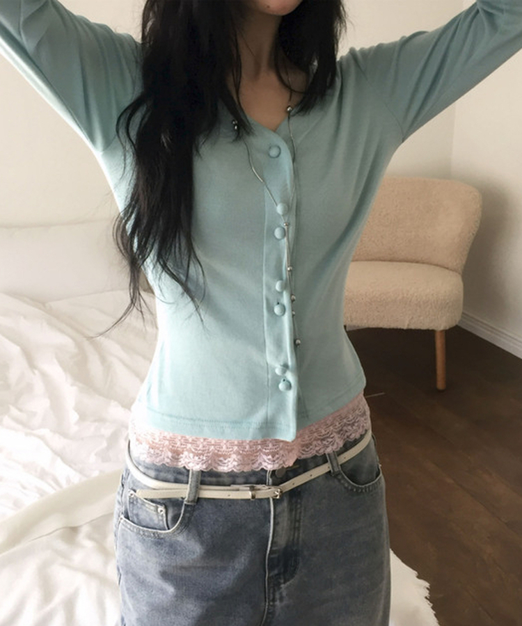 Vネックカラーカーディガン MINT