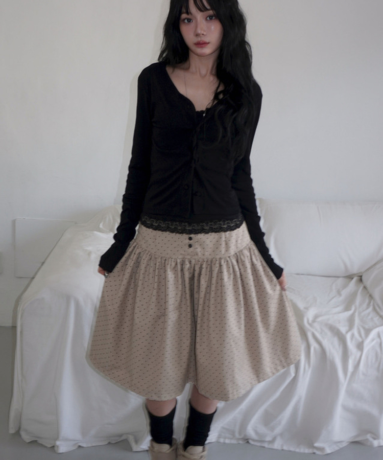 Vネックカラーカーディガン BLACK