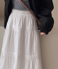 バンディングティアードロングスカート IVORY