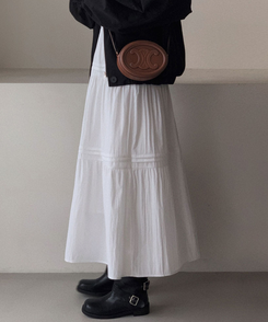 バンディングティアードロングスカート IVORY