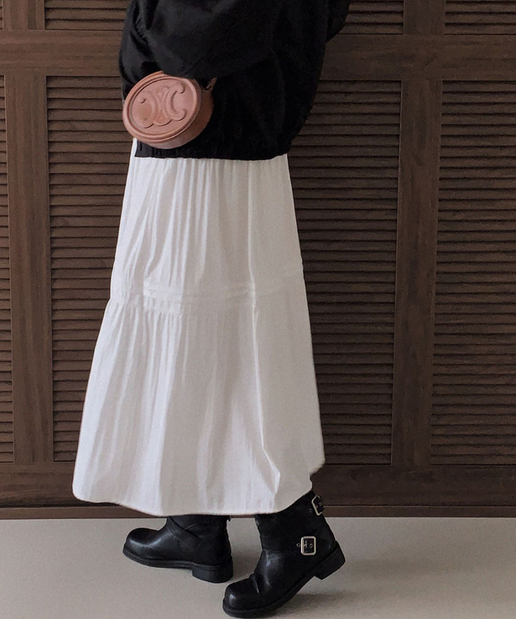 バンディングティアードロングスカート IVORY