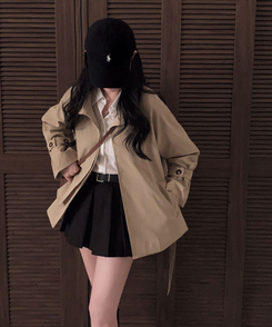 ハイネックショートトレンチジャケット DEEP BEIGE