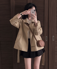 ハイネックショートトレンチジャケット DEEP BEIGE