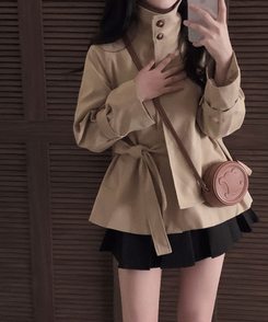 ハイネックショートトレンチジャケット DEEP BEIGE