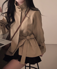 ハイネックショートトレンチジャケット DEEP BEIGE