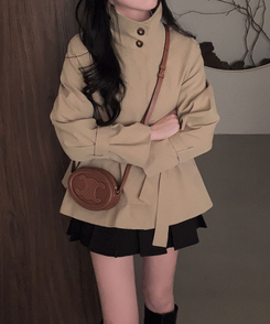 ハイネックショートトレンチジャケット DEEP BEIGE