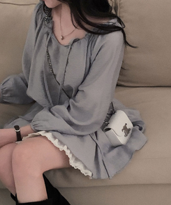 ブラウスミニワンピース SKY BLUE