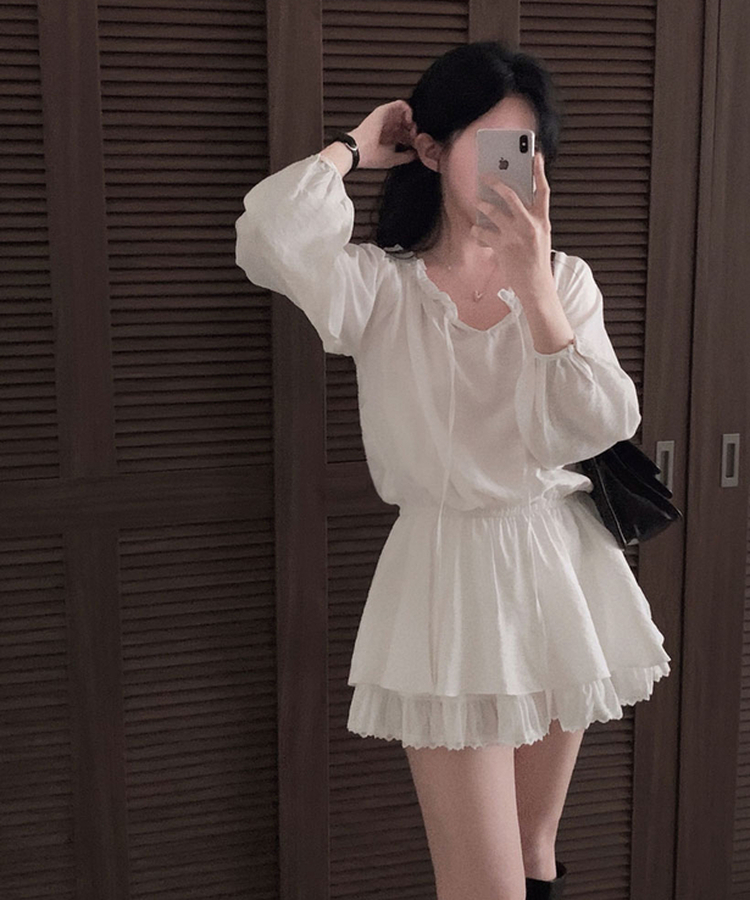 프시케 주인공 블라우스 미니 원피스 아이보리