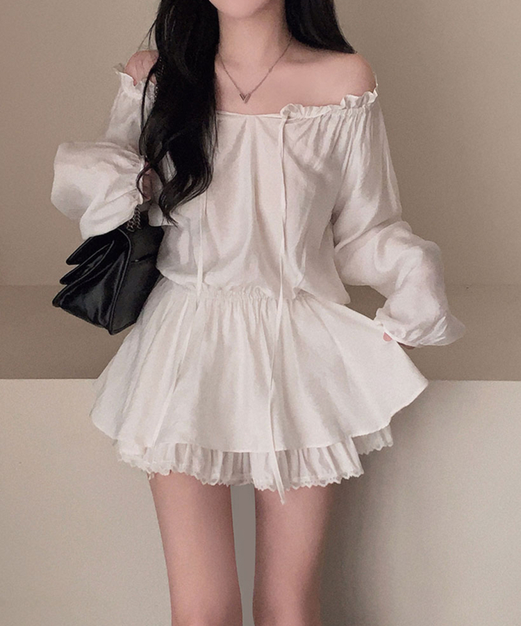 프시케 주인공 블라우스 미니 원피스 아이보리