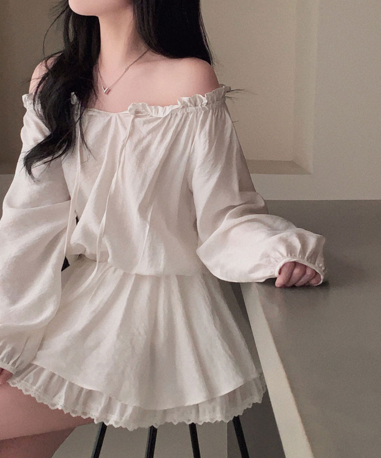 프시케 주인공 블라우스 미니 원피스 아이보리