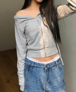 スリムフードジップアップ(7color) GREY