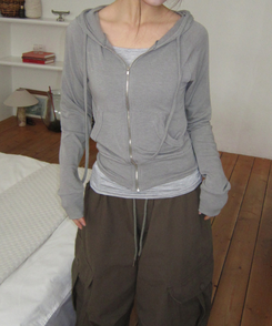 スリムフードジップアップ(7color) KHAKI