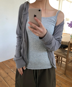 スリムフードジップアップ(7color) KHAKI