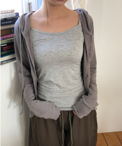 スリムフードジップアップ(7color) KHAKI