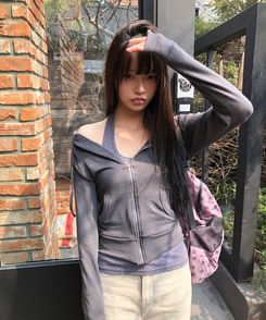 スリムフードジップアップ(7color) CHARCOAL